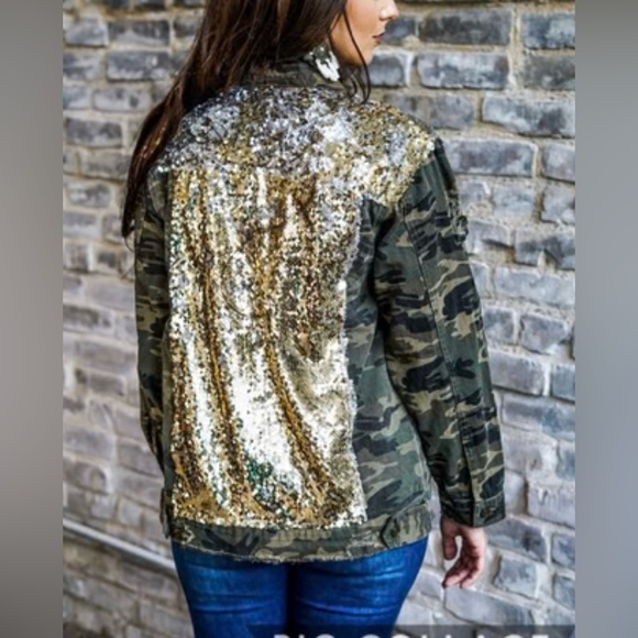 L&B Camouflage Jacket with Sequin Accents - Picture 3 of 9